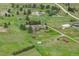 Aerial view of large lot showcasing the home, lush greenery, and surrounding neighborhood at 34586 Morgan Trl, Elizabeth, CO 80107