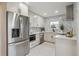 Modern kitchen with stainless steel appliances and white cabinets at 13910 Blue Jay Ln, Larkspur, CO 80118