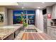 Gourmet kitchen featuring custom cabinetry, premium appliances, and city views at 1411 Wynkoop St # 806, Denver, CO 80202