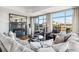 Sophisticated living room featuring a fireplace and panoramic city views at 1411 Wynkoop St # 806, Denver, CO 80202