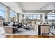 Spacious living room with city views, featuring stylish seating and ample natural light at 1411 Wynkoop St # 806, Denver, CO 80202