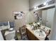 Double vanity bathroom with shower/tub combo at 23080 York Ave, Parker, CO 80138