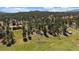 Aerial view of the property surrounded by tall green trees in a mountain community at 29827 Gigi Rd, Evergreen, CO 80439