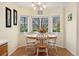 Inviting breakfast nook featuring a bay window and a cozy dining table with seating for four at 22070 Day Star Dr, Parker, CO 80138