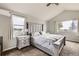 Bright bedroom with vaulted ceilings, a large bed, two windows with views and cozy carpeted floors at 1663 E 96Th Pl, Thornton, CO 80229