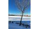 Panoramic winter lake view from property at 6297 W Prentice Ave, Littleton, CO 80123