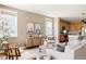 Sunlit living room featuring neutral décor, hardwood floors, and an open layout at 3415 Florence Way, Denver, CO 80238