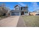 Charming two-story home with a blue exterior, well-manicured lawn, and a cozy front porch at 8653 Red Clover Ct, Parker, CO 80134