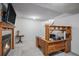 Office space with fireplace and custom wooden desk and shelving at 8653 Red Clover Ct, Parker, CO 80134