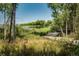 Peaceful view of a lush pond accessible via a small platform and bench seating area at 14000 Winding River Ct # T3, Broomfield, CO 80023