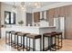 Modern kitchen features a large island with barstool seating and stainless appliances at 310 N Fuller Placer Rd, Breckenridge, CO 80424