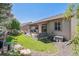 Expansive backyard with covered patio, lush lawn, and mature trees, perfect for outdoor living at 2558 Northview Pl, Castle Rock, CO 80104