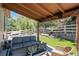 Relaxing covered patio with comfortable furniture, perfect for enjoying the serene backyard at 2558 Northview Pl, Castle Rock, CO 80104