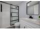 Modern bathroom featuring a sleek glass-enclosed shower and updated vanity at 54 Zaza Ln, Evergreen, CO 80439