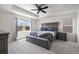 Spacious main bedroom with tray ceiling, ceiling fan, carpet and large windows offering ample light at 24784 E Tennessee Pl, Aurora, CO 80018
