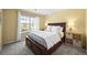 Bright bedroom with large window, dark wood bed frame, and neutral walls at 3928 Miners Candle Dr, Castle Rock, CO 80109