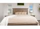 Comfortable main bedroom with a paneled headboard, neutral color palette, and modern accents at 12846 Palisade St, Mead, CO 80504