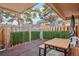 Fenced patio with artificial turf and seating at 7995 E Mississippi Ave # J1, Denver, CO 80247