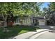 Landscaped front yard with a mature shade tree complements this home's charming exterior at 10601 Chadsworth Ln, Highlands Ranch, CO 80126