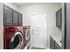 Functional laundry room featuring modern appliances, ample storage, and neutral color scheme at 10601 Chadsworth Ln, Highlands Ranch, CO 80126