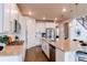 Bright, contemporary kitchen with stainless appliances, large island with seating, and modern lighting at 8107 Arapahoe Peak St, Littleton, CO 80125