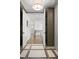 Hallway with decorative floor tile, dark brown accent wall, and white trim, showcasing open floor plan at 510 Castle Pines Dr, Castle Rock, CO 80108