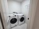 Functional laundry room with updated appliances including a washer and dryer at 14433 E Jewell Ave # 101, Aurora, CO 80012