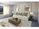 Bright living room with neutral toned furniture, area rug, and light-filled window at 8746 Mariposa St, Thornton, CO 80260