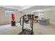 Finished basement with fireplace and exercise equipment at 7466 E Long Cir, Centennial, CO 80112