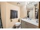 Bathroom with a white vanity and shower at 1240 S Idalia St, Aurora, CO 80017
