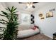 Bright bedroom featuring a comfortable futon and potted plant at 1537 S Owens St # 31, Denver, CO 80232