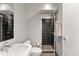 Modern bathroom with a glass-enclosed shower and sleek fixtures at 1644 Little Raven St, Denver, CO 80202