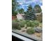 Backyard view from the window with lush plants and a storage shed at 1650 Bedivere Cir, Lafayette, CO 80026