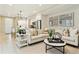 Open-concept living room with modern decor and an adjacent kitchen and dining area at 4588 S Versailles St # B, Aurora, CO 80015
