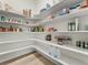 Walk-in pantry with multiple shelves for organized storage of groceries and household items at 5492 Woodroot Pt, Castle Rock, CO 80104