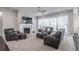 Comfortable living room with a fireplace, plush seating, and large windows for natural light at 26722 E Peakview Pl, Aurora, CO 80016