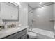 Modern bathroom with sleek gray vanity, updated fixtures, and a clean, contemporary design at 9315 Field Ln, Westminster, CO 80021