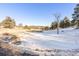 Picturesque snow-covered landscape with a meadow and scattered evergreen trees against a clear blue sky at 1053 Red Moon Rd, Evergreen, CO 80439