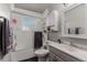 Bathroom with shower/tub combo and vanity at 1331 4Th St, Fort Lupton, CO 80621