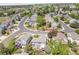 A neighborhood aerial view showcases well-maintained homes, lush greenery, and tree-lined streets at 20530 Parker Vista Cir, Parker, CO 80138