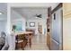 Stylish kitchen with butcher block island, stainless steel refrigerator, and open layout at 6743 Wild Rose Ln, Evergreen, CO 80439