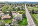 Aerial view of a residential neighborhood with green lawns, trees, and single-Gathering homes at 798 Alkire St, Lakewood, CO 80401