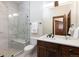 Modern bathroom with glass-enclosed shower, and granite countertops at 41 Stillson Placer Ter, Breckenridge, CO 80424