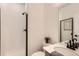 Modern bathroom featuring a walk-in shower with white subway tile at 374 North Geneva, Aurora, CO 80010