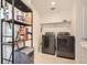 Efficient laundry room with modern appliances and open shelving at 417 S Ouray St, Aurora, CO 80017