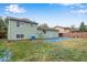 Lush backyard with mature trees, lawn, shed, and ample space at 15628 E Girard Pl, Aurora, CO 80013