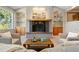 A cozy living room with a fireplace and built-in shelving provides a relaxing atmosphere at 1621 Baneberry Ln, Golden, CO 80401
