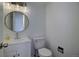 Powder room with modern vanity, faucet, lighting and fixtures at 7396 S Knolls Way, Centennial, CO 80122