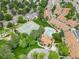 Aerial view showcasing the community's pool, tennis court, and lush landscaping at 12655 E Pacific Cir # E, Aurora, CO 80014