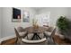 Cozy dining room features a round table with seating, modern artwork, and ample natural light at 3254 Newton St, Denver, CO 80211